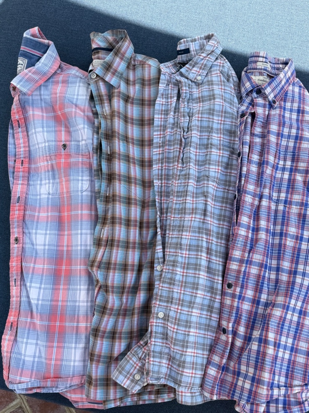 Men's Plaid Button-Down Shirt Bundle - Coral/Blue